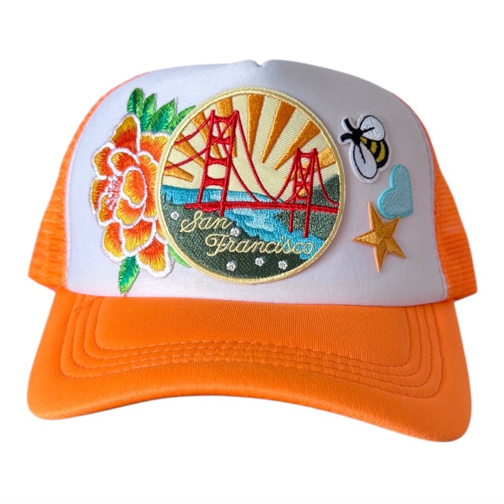 San Francisco Embroidered Trucker Hat - Orange & White